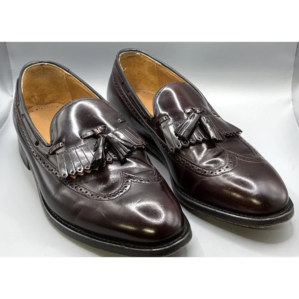 JOHNSTON & MURPHY  Loafers Men's 10 D, Burgundy‎ Wingtip Shoes Tassels